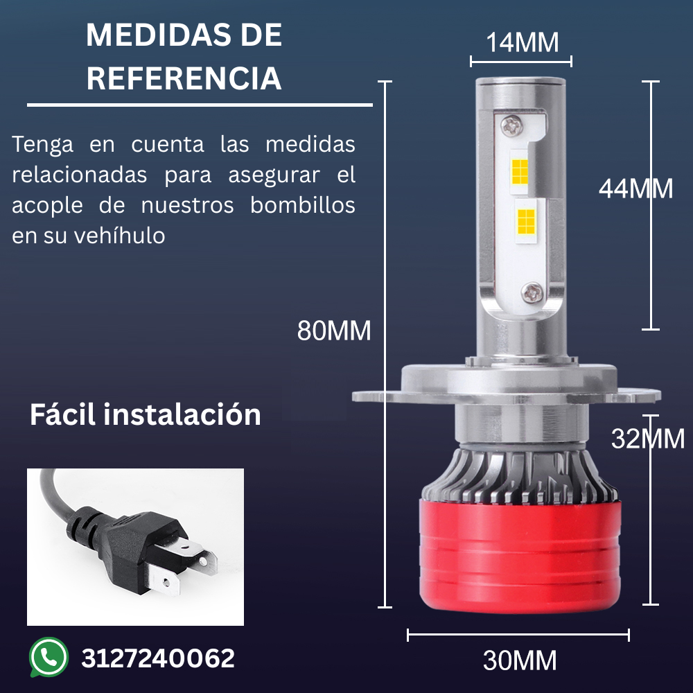 Bombillos LED CSP H4 – 60W / 24.000lm – Luz Blanca 6500K