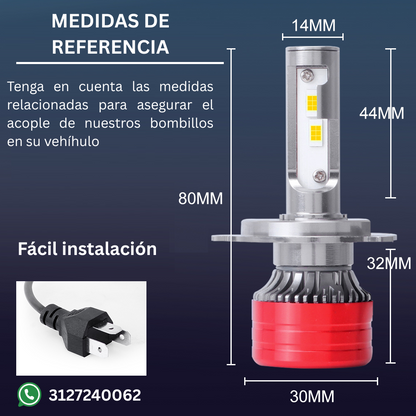 Bombillos LED CSP H4 – 60W / 24.000lm – Luz Blanca 6500K